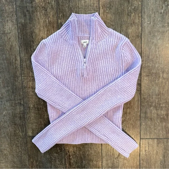 aerie late-night quarter zip sweater in lilac - Picture 4 of 6